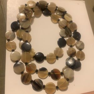 Disc flat beaded long necklace